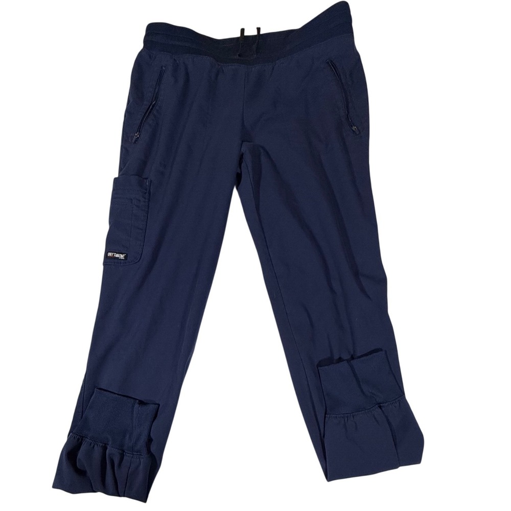 Grey's Anatomy Barco Spandex Stretch Scrub Joggers Small Navy Blue Ribbed Cuffs